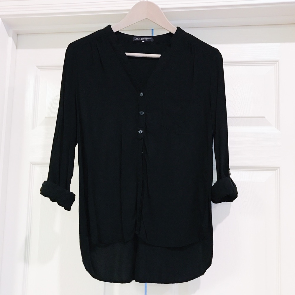 Bajee Collection by Becool Black V Neck Button Top